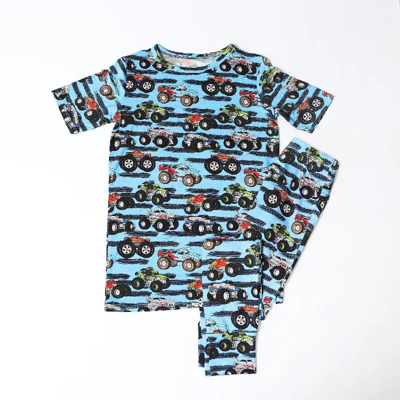 [Pre Order] Fluffy Friends Monster Trucks - Bamboo Short Sleeve Pant Lounge Set EST LATE AUGUST