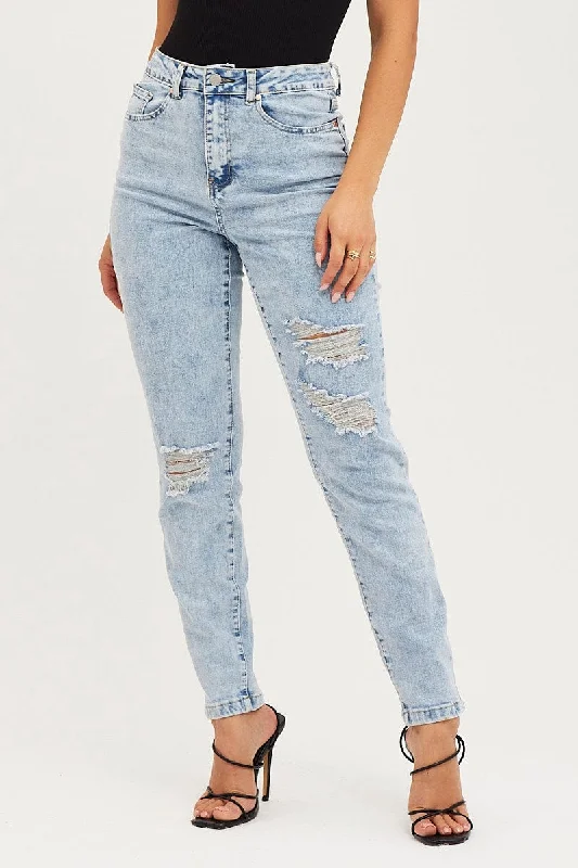 Blue Skinny Denim Jeans High Rise