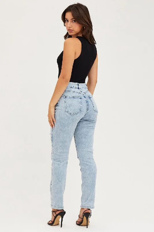 Blue Skinny Denim Jeans High Rise