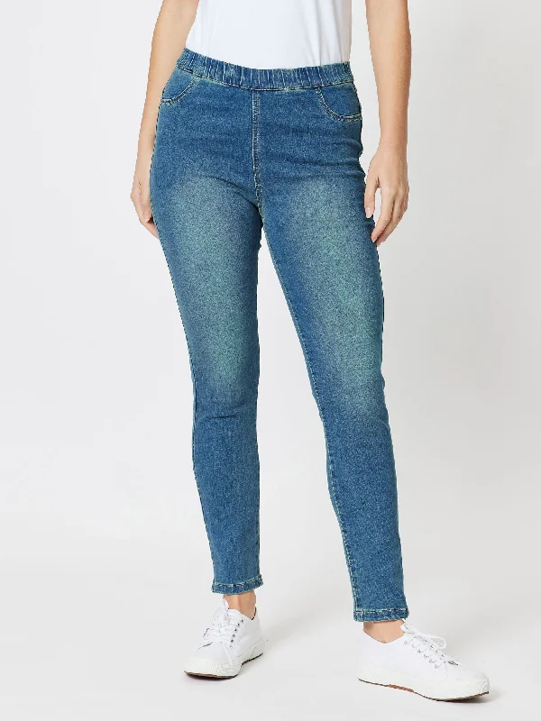 Threadz The High Rise Slim Leg Stretch Jean Blue