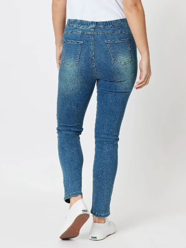 Threadz The High Rise Slim Leg Stretch Jean Blue