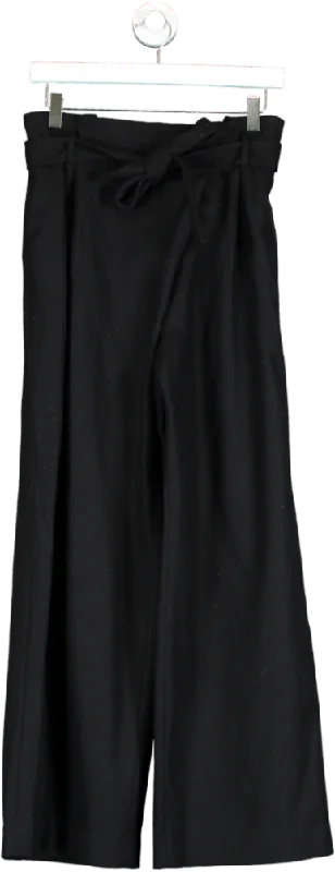 cos Black Wide Leg Wool Blend Trousers UK 6