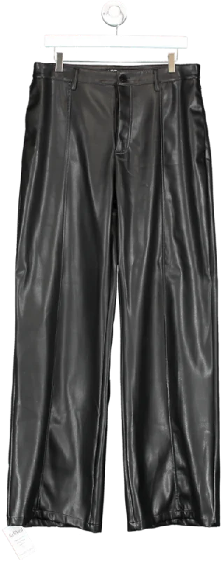 luxe to kill Black Leather Look Wide Leg Trousers UK 16