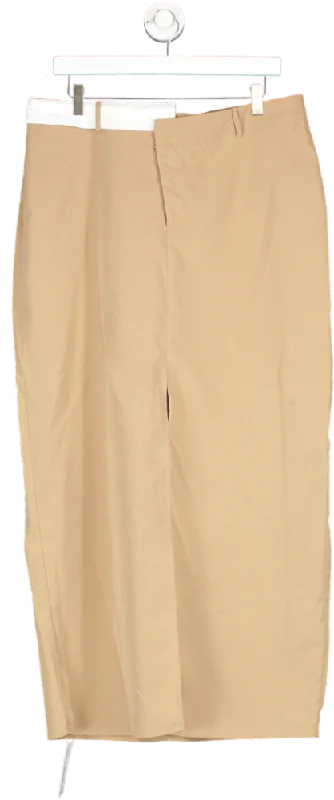 PrettyLittleThing Beige Wide Leg Trousers UK 16