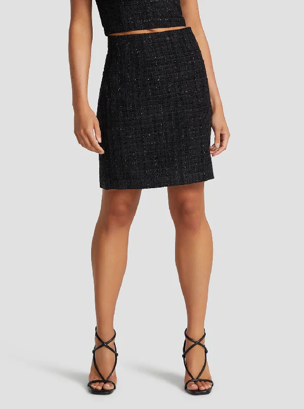 Black Emma Shimmer Tweed Mini Skirt