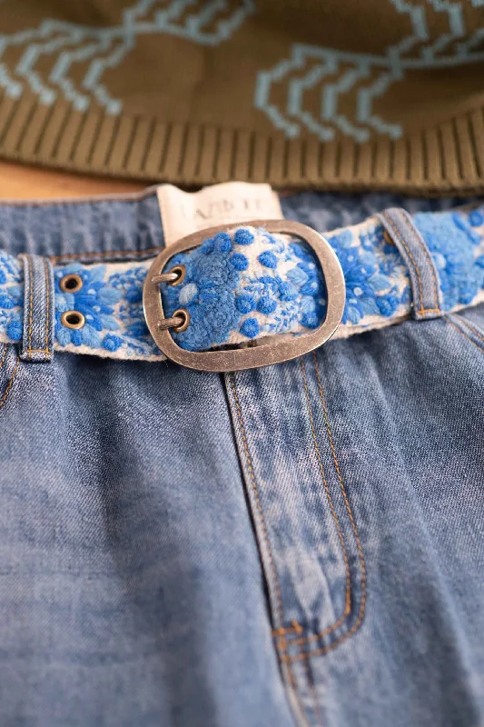 Forget Me Not Floral Embroidered Belt